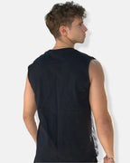 Débardeur de sport homme noir sans manches, logo éclair brodé blanc Inazuma Originals